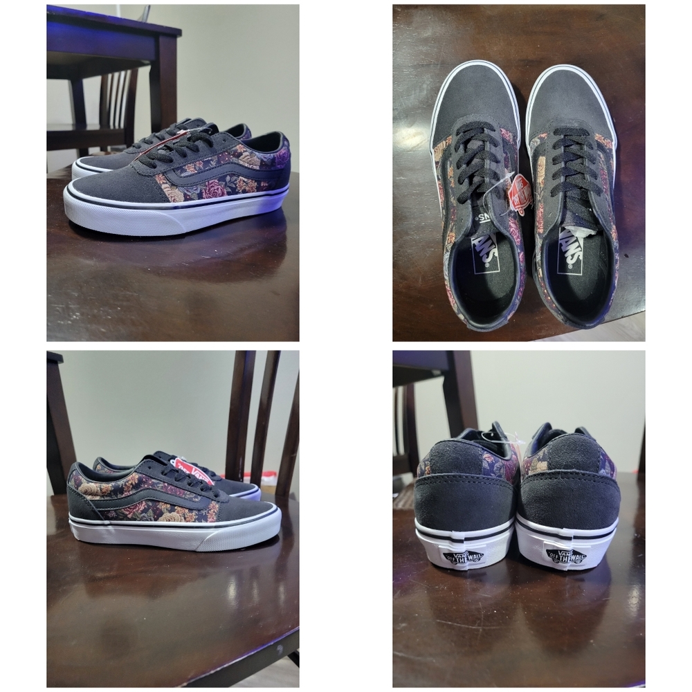 Vans size 6.5 black floral